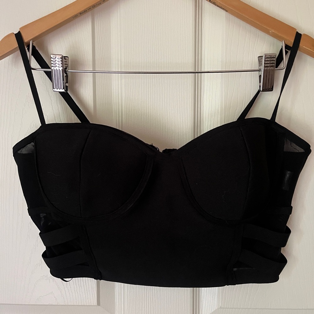 FashionNova Elegant Black Women's Bustier Top Large